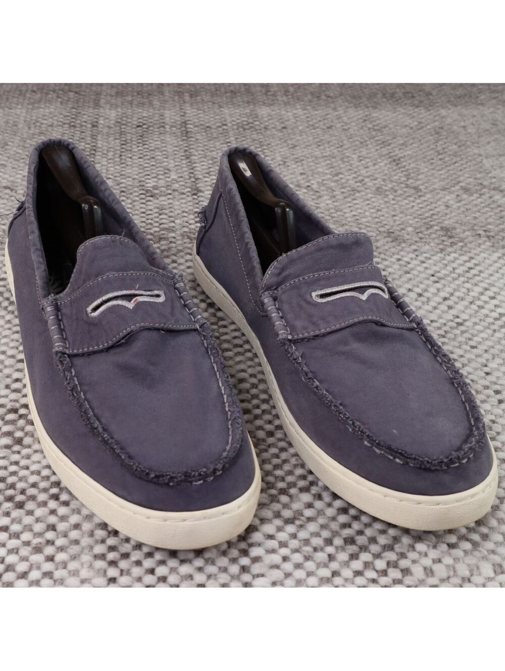 Johnnie-O Canvas Penny Loafers Mens 12M Grey Blue Coastal Casual Preppy Slip On